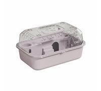 MotiveTech Transparent Hamster Travel Cage Locking Mechanism Transparent Small Animal Cage Hinged-Lid Lid Hamster Travel Habitat for Outdoor, Gray