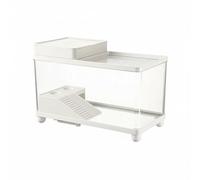 MotiveTech Turtle Tank with Lid Multi-Functional Clear Reptile Enclosure Stackable Design Clear Habitat Tank for Beginners, Kids, Desktop, Cream