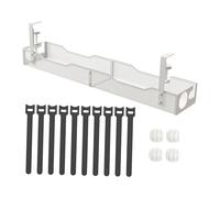 MotiveTech Under Desk Organizer Tray Cable Management Clip Wire Storage Holder Carbon Steel Child Suitable for Office Home Meeting Room, White