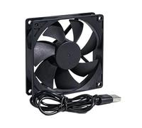 MotiveTech USB PC Fan Quiet Easy Installation Black Ventilation Single Electronic Cooling Fan 1500RPM for Router Cabinet Case Greenhouse, 9cm