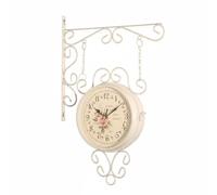 MotiveTech Vintage Wall Clock Double Sided Clock Station Clock Hanging Clock With And Quiet Sweep For Kitchen Passage Living Area Suitable for home decoration office gift giving, Ivory