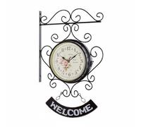 MotiveTech Vintage Wall Clock Double Sided Clock Station Clock Hanging Clock With And Quiet Sweep For Kitchen Passage Living Area Suitable for home decoration office gift giving, Coffee