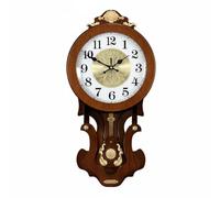 MotiveTech Wall Clock Vintage Pendulum Timepiece Wooden Frame Metal Silent Non Ticking Movement Classic European Style suitable for home decoration hallway office living room, 1330Q