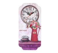 MotiveTech Wall Clock Vintage Wall Clock Rectangular Wall Clock Silent Wall Clock Hanging Clock With Antique Body Suitable for home, Sweet Home Floral Pitcher