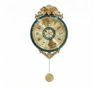 MotiveTech Wall Clock with Pendulum Decorative Analog Clock with Pendulum Ornate for Homeowners, Modern European Style Green Wall Clock