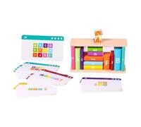MotiveTech Wooden Blocks Set, Color And Shape Sorting Toy, Teaching Supplies, Stacking Blocks with Cat for Playing, for Toddlers And Learning