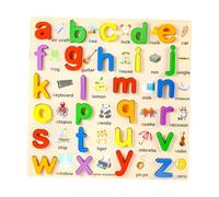MotiveTech Wooden Puzzle Blocks for Educational Matching Game for Young Learners, Lowercase Letters