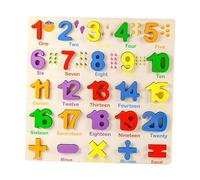 MotiveTech Wooden Puzzle Blocks for Educational Matching Game for Young Learners, Number Puzzle