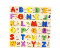 MotiveTech Wooden Puzzle Blocks for Educational Matching Game for Young Learners, Uppercase Letters