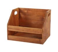 MotiveTech Wooden Record Storage Box Display Organizer, Multi-Purpose Rustic Album Holder, Desktop Organizer for Home Office