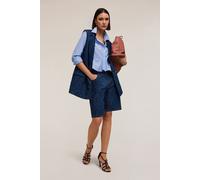 Motivi Double-breasted Oversized Waistcoat In Linen-blend Denim Blu size M | Vests Outlet | Women | White M