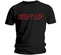Motley Crue Men's Distressed Logo Short Sleeve T-Shirt, Black, Large