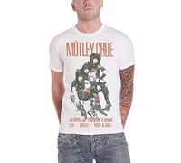 Motley Crue T Shirt Distressed Vintage World Tour Logo Official Mens Off White M