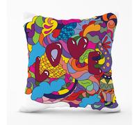 Motley Doodling Love Outdoor Cushion Warren Reed - Designer Red 45cm x 45cm