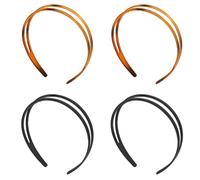 motmucot 4 Pack Double Band Headbands with Inner Teeth | Layered Double Band Shape Inner Teeth Matte Black and Tortoiseshell Effect Finishes for Women and Girls Daily Styling