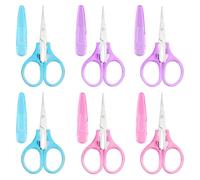 Motmucot 6PCS Small Sewing Scissors Stainless Steel Crafting Sharp Scissors with Cover, Mini Scissor Precision Portable Scissor for Paper Cutting Sewing Crafting Quilting(Pink,Blue,Purple)
