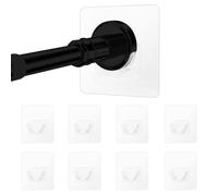 Motmucot 8PCS Adhesive Clear Curtain Rod Holder, Tension Rods Shower Holder for Wall Bracket, No Drilling Curtain Windows Rod(Only for Tension Rods Within 2.54cm/1" Diameter at Both Ends)