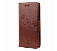MOTO E40 Case MOTO E30 Case E20 Case, Protective Flip Folio Wallet PU Leather Embossed Butterfly Phone Cover with Folding Kickstand Card Holder Silicone Bumper for Motorola E40/E30/E20, Brown