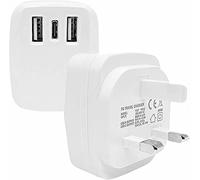 Moto Edge 40 Charger Plug, 3 PIN Mains Wall Plug Fast Charging Adapter 3.1A Dual USB Port + PD 18 Watt Compatible With Motorola Edge 40