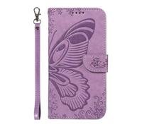 MOTO Edge 50 Pro 5G Case, Embossed Butterfly Shockproof PU Leather Flip Wallet Phone Case Bumper Protective Cover with Card Holders Magnetic Closure Kickstand for MOTO Edge 50 Pro 5G Purple