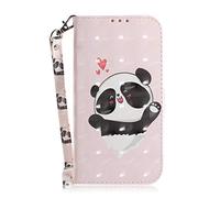 Moto G8 Power Lite Case, Shockproof 3D Soft PU Leather Notebook Wallet Phone Case Slim TPU Bumper Flip Protective Cover for Motorola Moto G8 Power Lite with Card Holder Magnetic Stand, Love Panda
