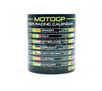 Moto Grand Prix 2025 Season Calendar Mug - Neon Green Edition - 300ml Ceramic - Race Circuits - Racing Motorbikes - Quartararo - Marquez - Bagnaia - Gift Ideas - Coffee Cup - GP - Memorablia