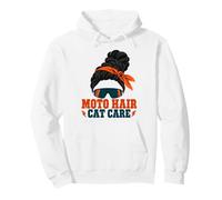 Moto Hair Cat Care Funny Motorcycle Riding Cat Lover Woman Pullover Hoodie