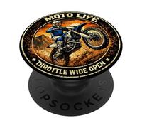 Moto Life Throttle Wide Open Dirt Bike Rider Graphic PopSockets Adhesive PopGrip