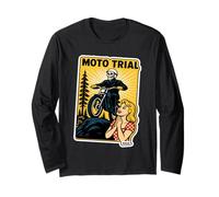 Moto Trial Skeleton Rider Retro Art Long Sleeve T-Shirt