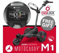 Electric Golf Trolley - Motocaddy M1 Dhc + Umbrella Holder + Card Holder