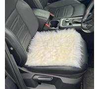 MotoCoverz Long-Wool Sheepskin Car Seat Pad - 35 × 35 cm Car Van Cushion - Temperature-Regulating, Handmade in UK (Ivory)