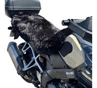 MotoCoverz 'The Full Hide' Whole Sheepskin Rug/Seat Pad - Cut your own Seat Cover Adventure/Touring Motorcycle Cushion with Cotton Security Straps, Handmade in UK (Black)