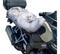 MotoCoverz 'The Full Hide' Whole Sheepskin Rug/Seat Pad - Cut your own Seat Cover Adventure/Touring Motorcycle Cushion with Cotton Security Straps, Handmade in UK (Black Tip)