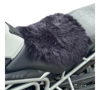 MotoCoverz 'The Nomad' Long-Wool Sheepskin Seat Pad - 36 × 34.5 cm Adventure/Touring Motorcycle Cushion - Secure Straps, Temperature-Regulating, Handmade in UK (Black)