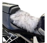 MotoCoverz 'The Universal' Sports Naked Long-Wool Sheepskin Seat Pad - 25 or 35cm Adventure/Touring Motorcycle Cushion - Secure Straps, Temperature-Regulating, Handmade in UK (Black Tip, Small 25cm)