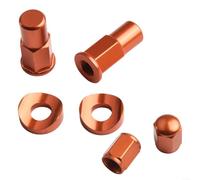Motocross Aluminum Rim Lock Nut Bolt Spacer Kit Featuring CNC Craftsmanship for Tire Valve Safety and Improved Stability on Rugged Terrain (Orange)
