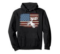 Motocross American Flag Dirt Bike Rider 4th of July Pullover Hoodie