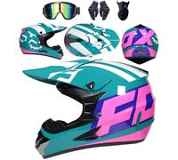 Motocross ATV Dirt Bike Helmets Kids Adults Motorcycle Off Road Street Crash Helmet Full Face For MTB BMX MX Enduro Quad With Goggles Gloves Mask DOT Approved,Color Z-S