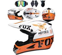 Motocross ATV Dirt Bike Helmets Kids Adults Motorcycle Off Road Street Crash Helmet Full Face For MTB BMX MX Enduro Quad With Goggles Gloves Mask DOT Approved,Color D-L