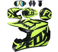 Motocross ATV Dirt Bike Helmets Kids Adults Motorcycle Off Road Street Crash Helmet Full Face For MTB BMX MX Enduro Quad With Goggles Gloves Mask DOT Approved,Color R-S