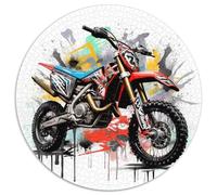 Motocross Bike 1000 Piece Circular Jigsaw Puzzle Knight Premium Home Decor Stress Relief Puzzle for All Ages 1000pcs (67.5x67.5cm)