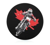 Motocross Bike Dirt Racing Canada Maple Round Cutting Board for Kitchen Easy to Clean Tempered Glass Chopping Block for Meat & Vegetables