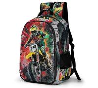 Motocross Bike Kids School Backpack, 3D Printed School Backpack, 17 Inch Single Layer School Bags Backpack Casual Travel Rucksack Boys Girls Large Capacity Daypack