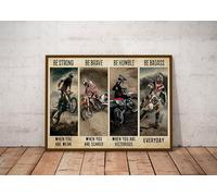 Motocross Biker Be Strong Be Brave Be Humble Be Badass Art Wall Poster Metal Tin Sign 6x8 inches