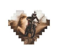 Motocross Building Brick Block Puzzle Heart Shaped, Personalized Picture Puzzles Photo Jigsaw Puzzles for Adults 3D Micro Building Blocks for Home Decor Bricks Set