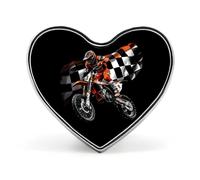 Motocross Dirt Bike Checkered Flag Unisex Novelty Brooches & Pins Heart Metal Lapel Badge for Clothing Shawl Hat