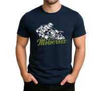 Motocross Dirt Bike MX Rider with Target Flag Gift Enduro Offroad Racing Men's T-Shirt, navy blue, XL