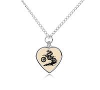 Motocross Dirt Bike Racing Camouflage Urn Necklace for Ashes Heart Jewelry Pendant Pet Cremation Memorial Necklace