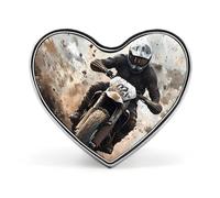 Motocross Dirt Bike Racing Unisex Novelty Brooches & Pins Heart Metal Lapel Badge for Clothing Shawl Hat