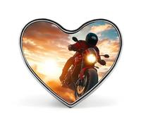 Motocross Dirt Bike Sunset Unisex Novelty Brooches & Pins Heart Metal Lapel Badge for Clothing Shawl Hat